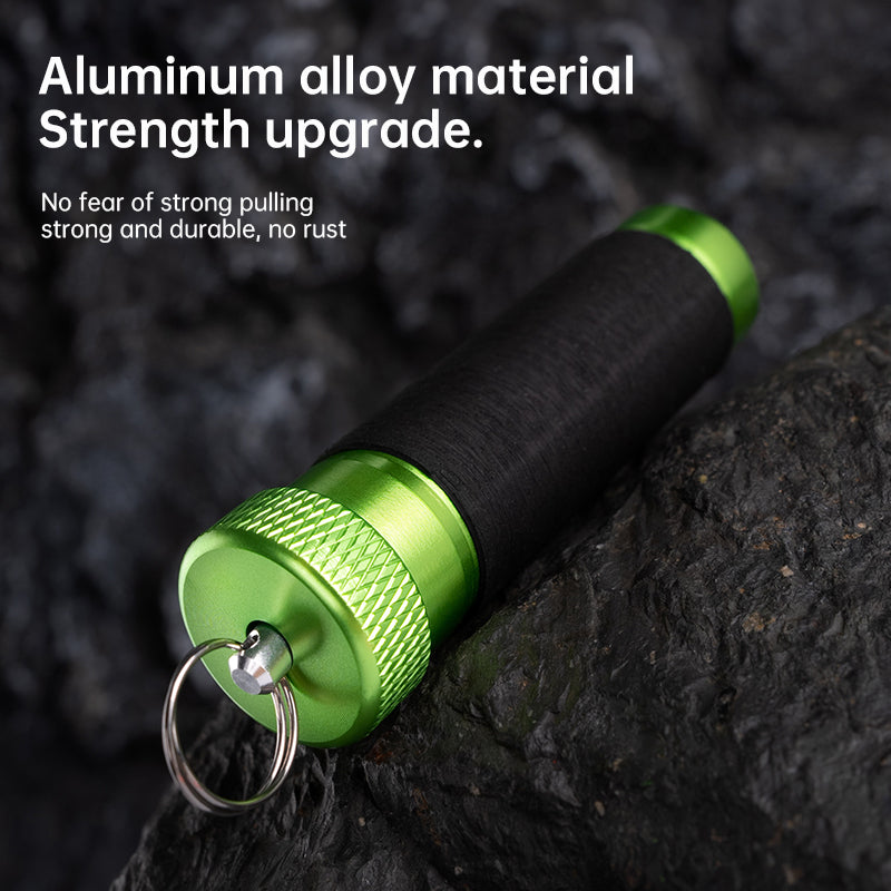 Aluminum alloy traction rod – anti-slip rubber, hook line for pulling/knotting, fishing tool with hand & line protection.