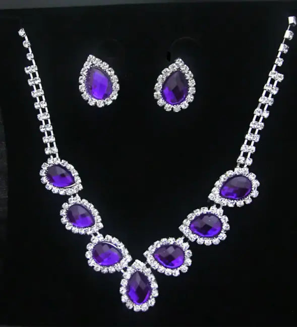 Colorful Bridal Jewelry Set with Necklace and Earrings