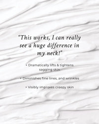 Illustration highlighting lifting and tightening effects of the neck creme.