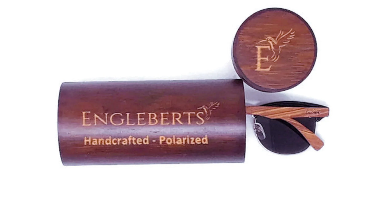 Real Walnut Wood Club Style Sunglasses With Bamboo Case, Polarized - Trustymall