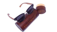 Real Walnut Wood Club Style Sunglasses With Bamboo Case, Polarized - Trustymall