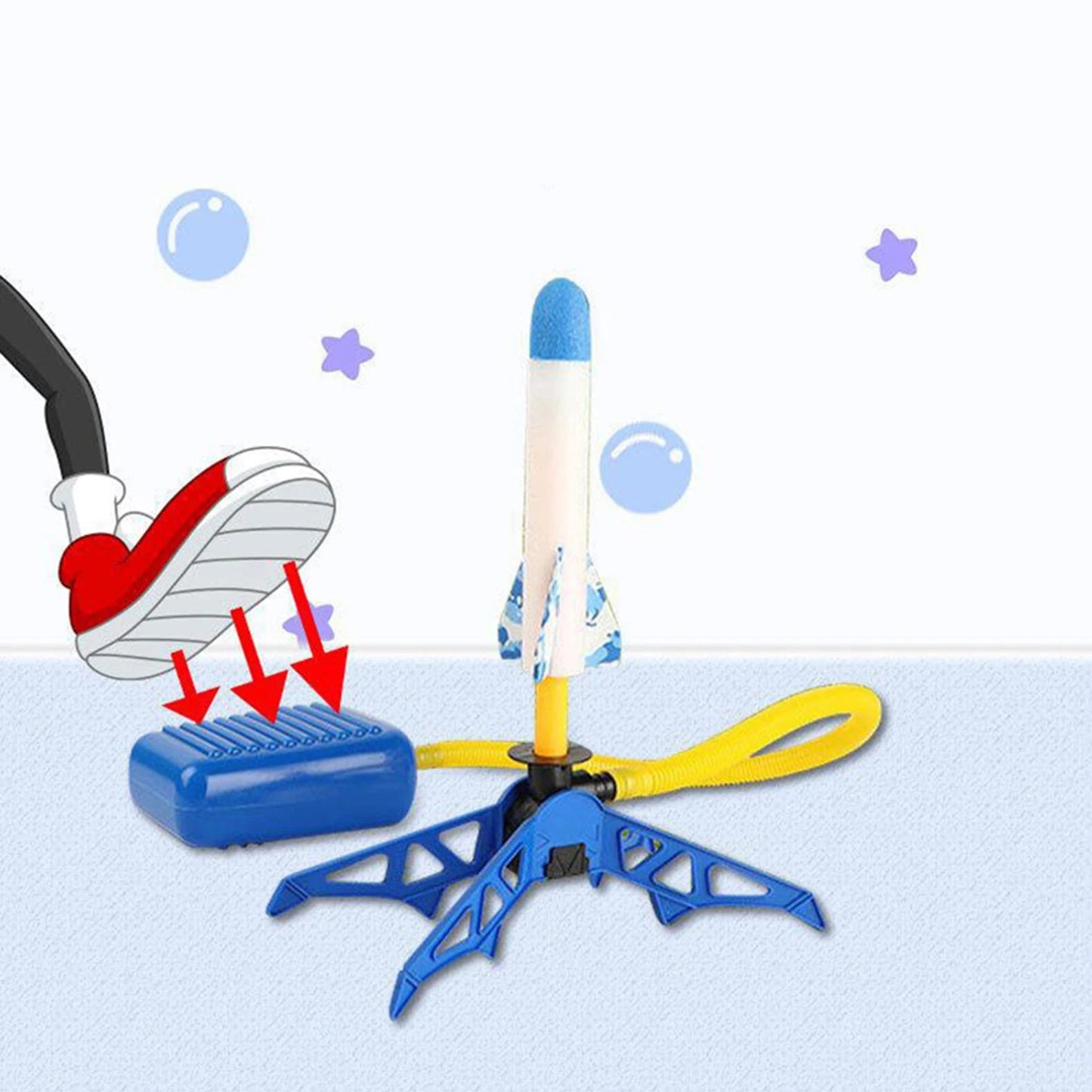 Children's Foot Plastic Rocket Launcher Pressure Air Outdoor Science Educational Toy Multiplayer Game Toy For Gift 3 Rocket