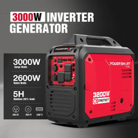 Side angle of compact inverter gas generator highlighting durable ABS housing and vents.