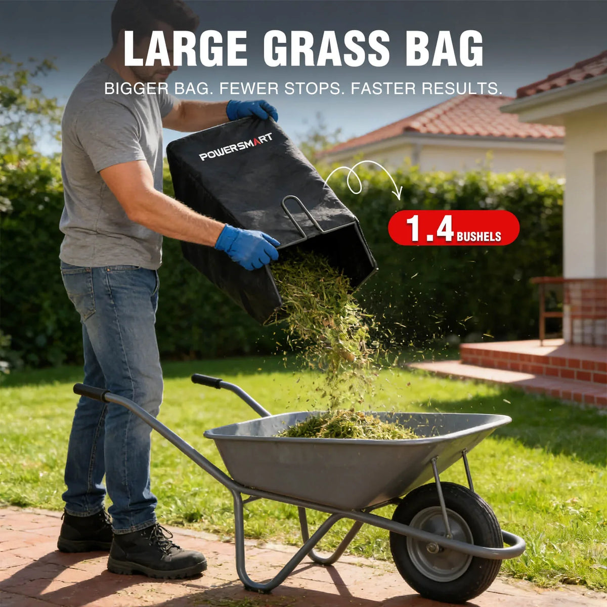 Red gas-powered lawn mower with a black handle, featuring a 17-inch cutting deck and adjustable cutting heights.
