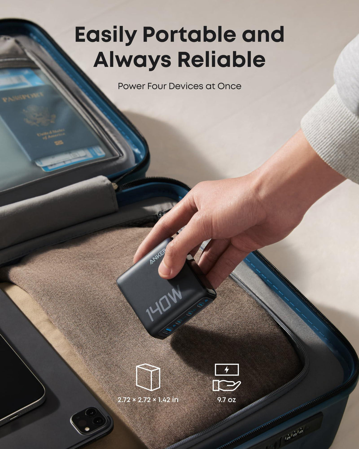 Anker Charger (140W, 4-Port, PD 3.1) with USB-C Cable - Trustymall