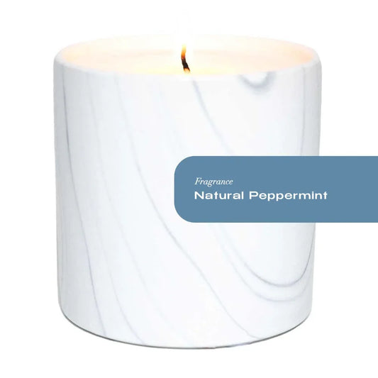 Natural Peppermint White Marble Candle 6oz