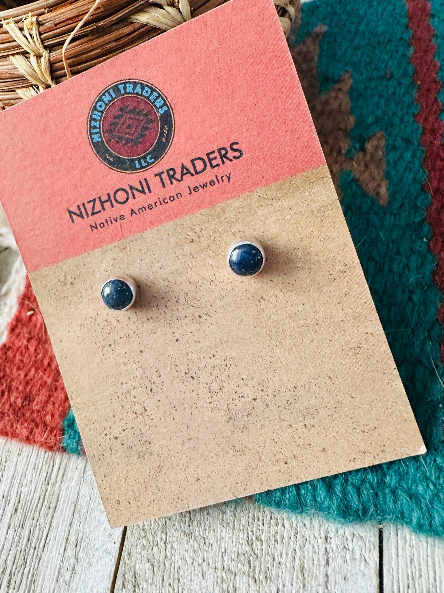 Handcrafted Sterling Silver & Lapis Stud Earrings