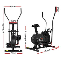 Side view of Everfit elliptical cross trainer showing pedals and adjustable resistance knob.
