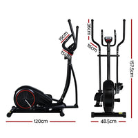 Side view of black Everfit elliptical cross trainer highlighting foot pedals and handlebars