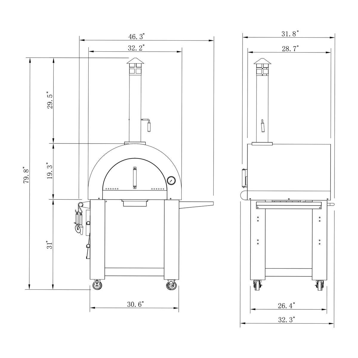 Empava PG05 Outdoor Wood Fired Pizza Oven With Side Table