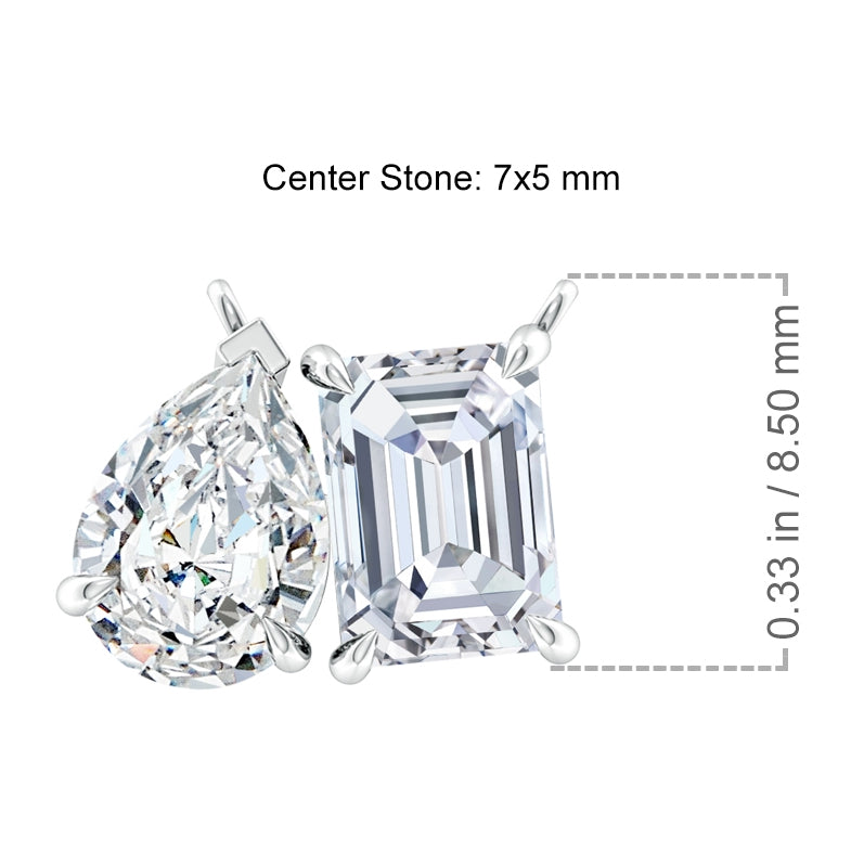AGI Certified Lab-Grown Emerald-Cut & Pear Diamond Two-Stone Pendant