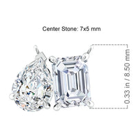 AGI Certified Lab-Grown Emerald-Cut & Pear Diamond Two-Stone Pendant
