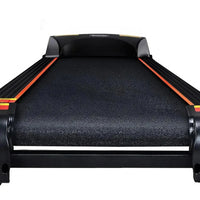 Treadmill on wooden floor highlighting textured anti-slip running belt