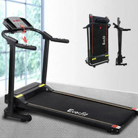 Treadmill front view emphasizing sleek design and pulse sensor grips on handle bar.