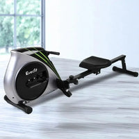 Rowing machine elastic rope and resistance system visible from a low front angle
