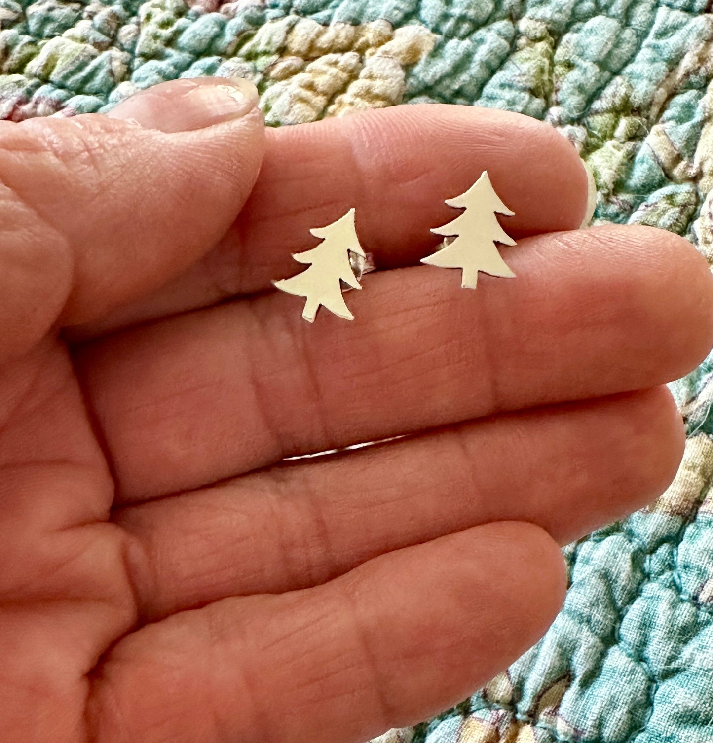 Sterling Silver 4-Branch Christmas Tree Earrings On Post