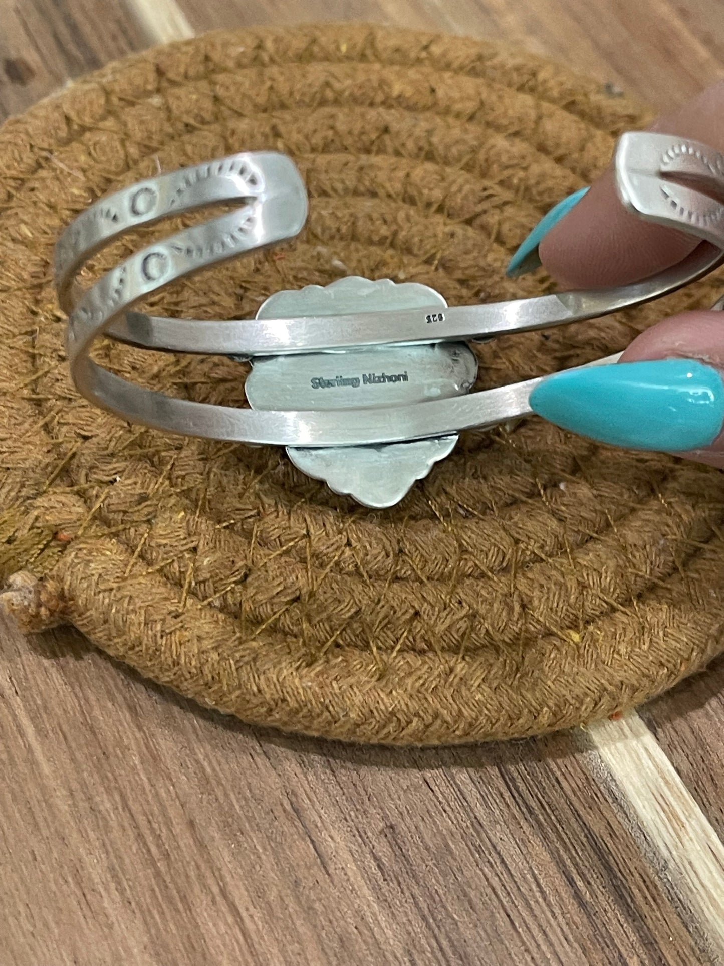 Handmade Sterling Silver & Cotton Candy Heart Cuff Bracelet