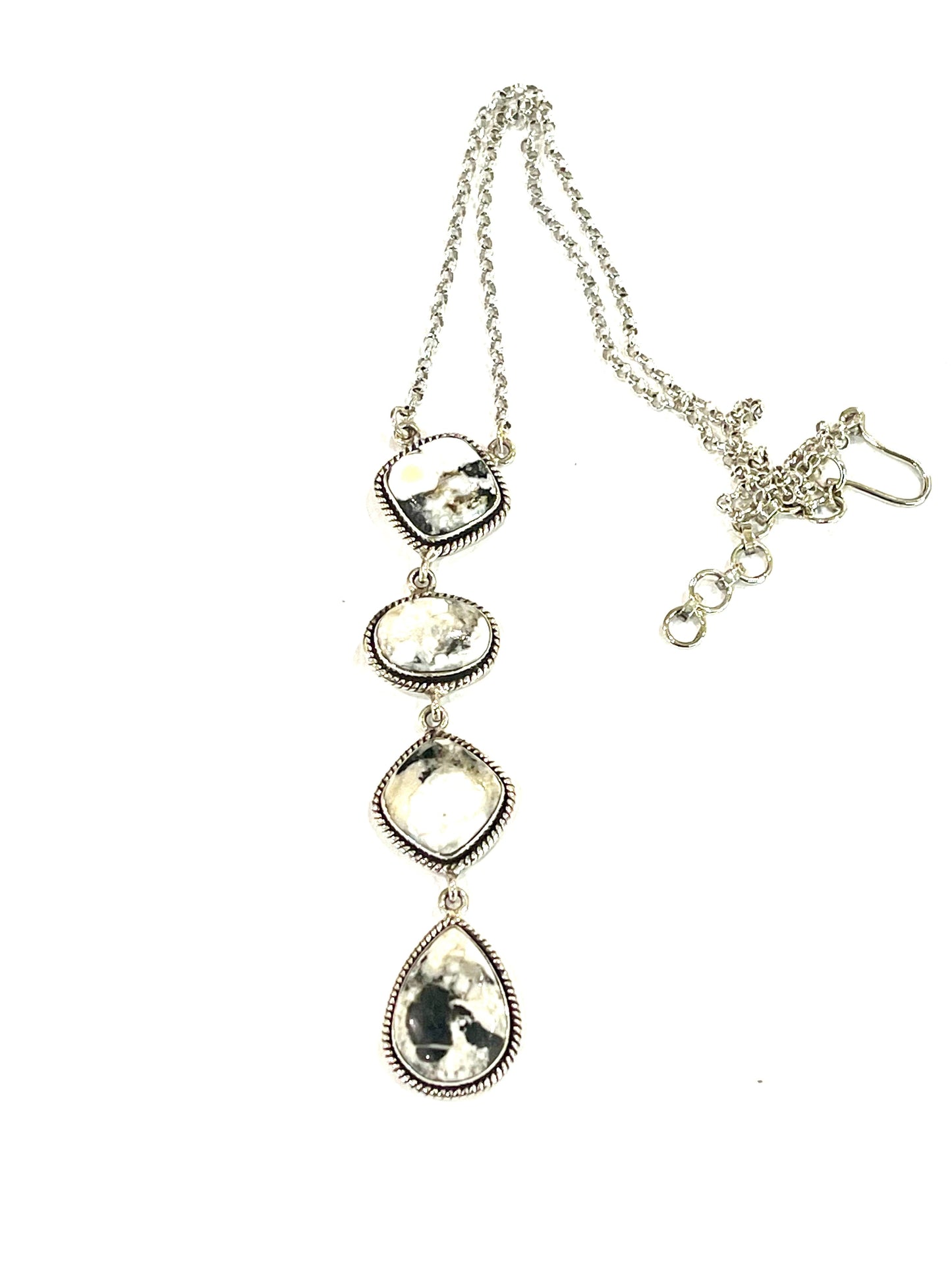 Handmade Sterling Silver & White Buffalo Drop Necklace