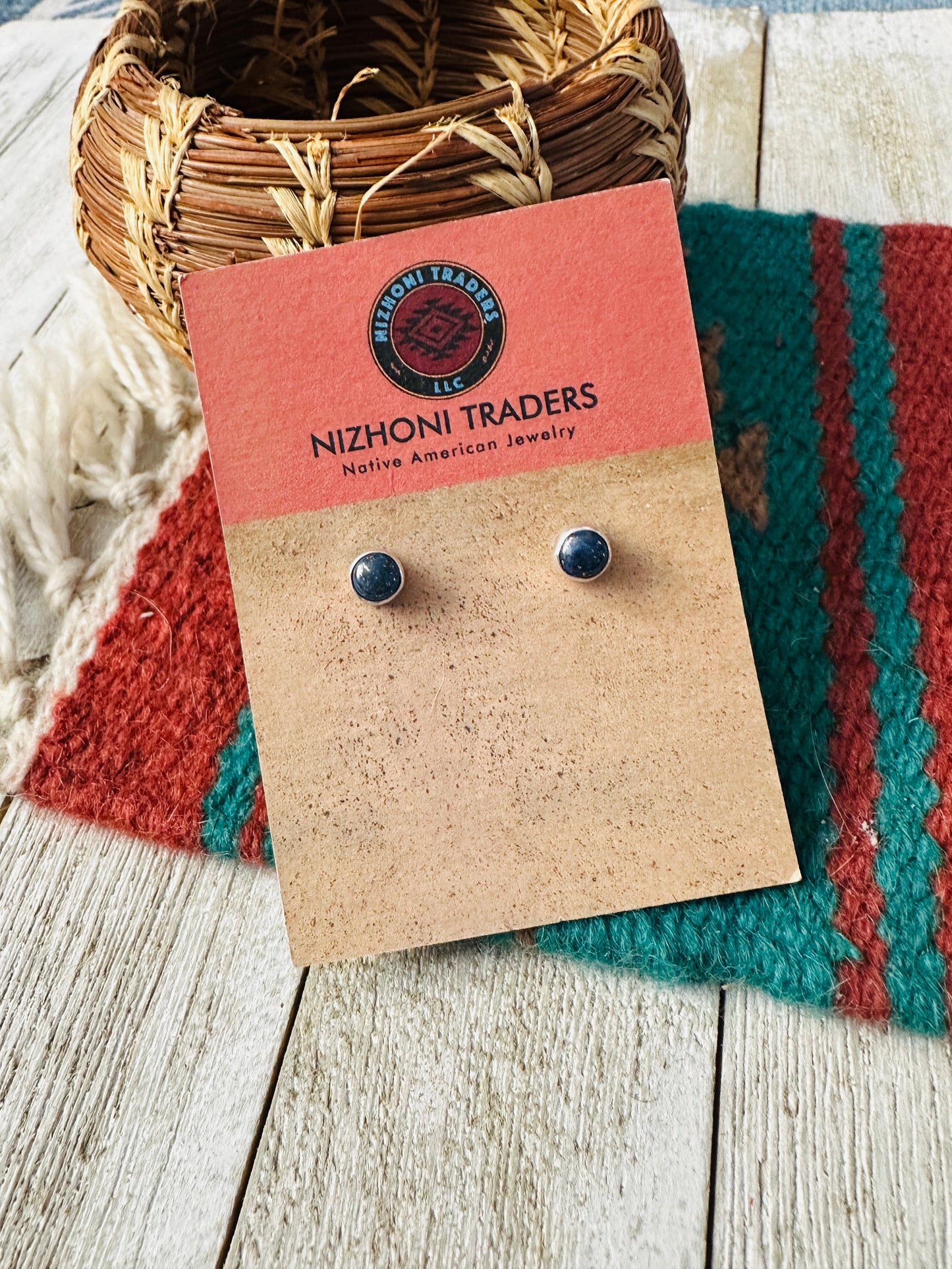 Handcrafted Sterling Silver & Lapis Stud Earrings