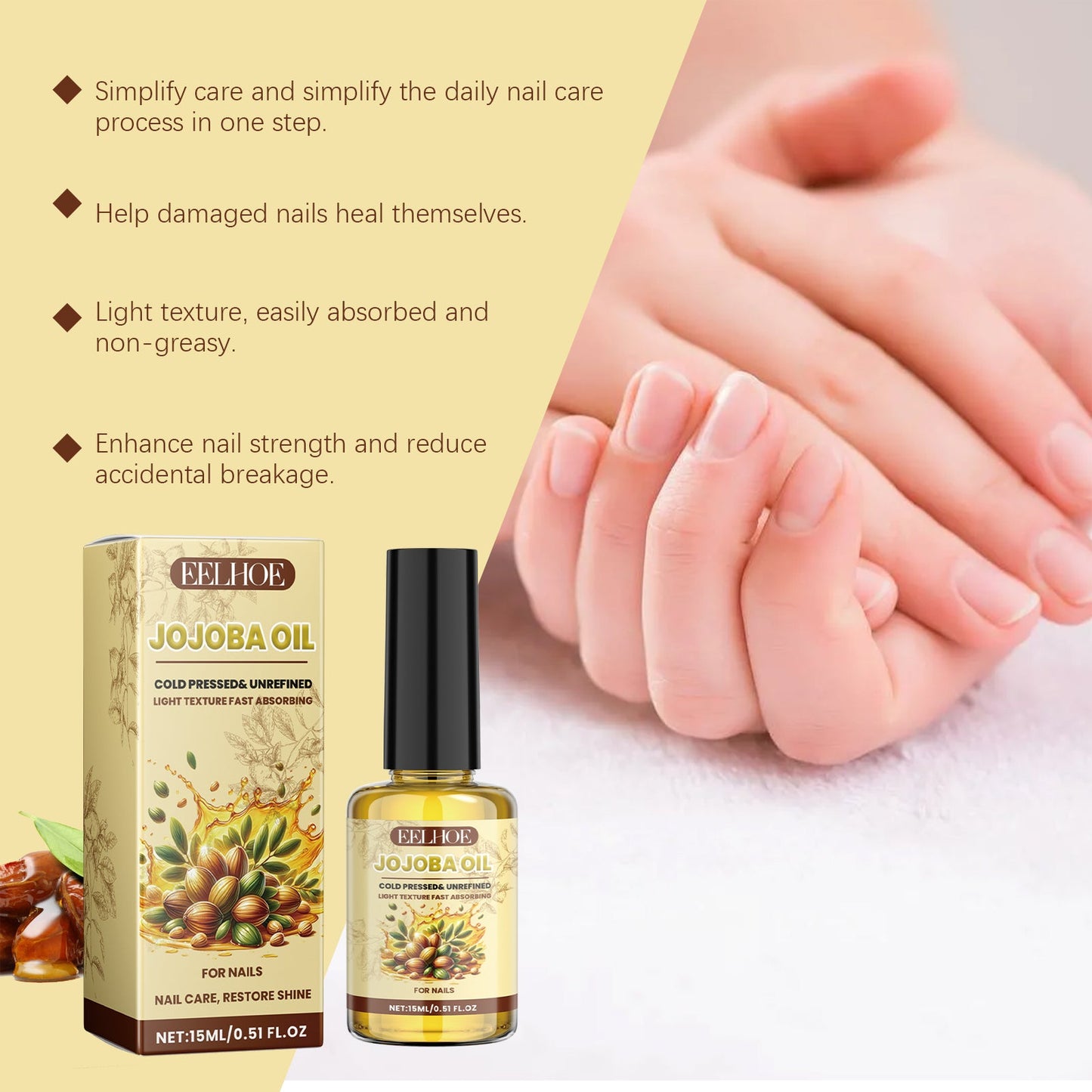 Jojoba Oil For Nails, Nail Care Anti-Barb Edge Oil Softening Nourishing Base Oil For Nail Protectors