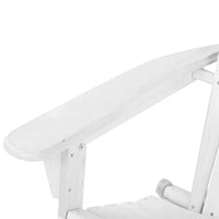 White Adirondack chair with beveled edges and smooth finish in garden setting.
