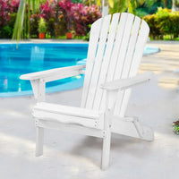 Close-up of white Adirondack chair armrest with natural wood texture visible.