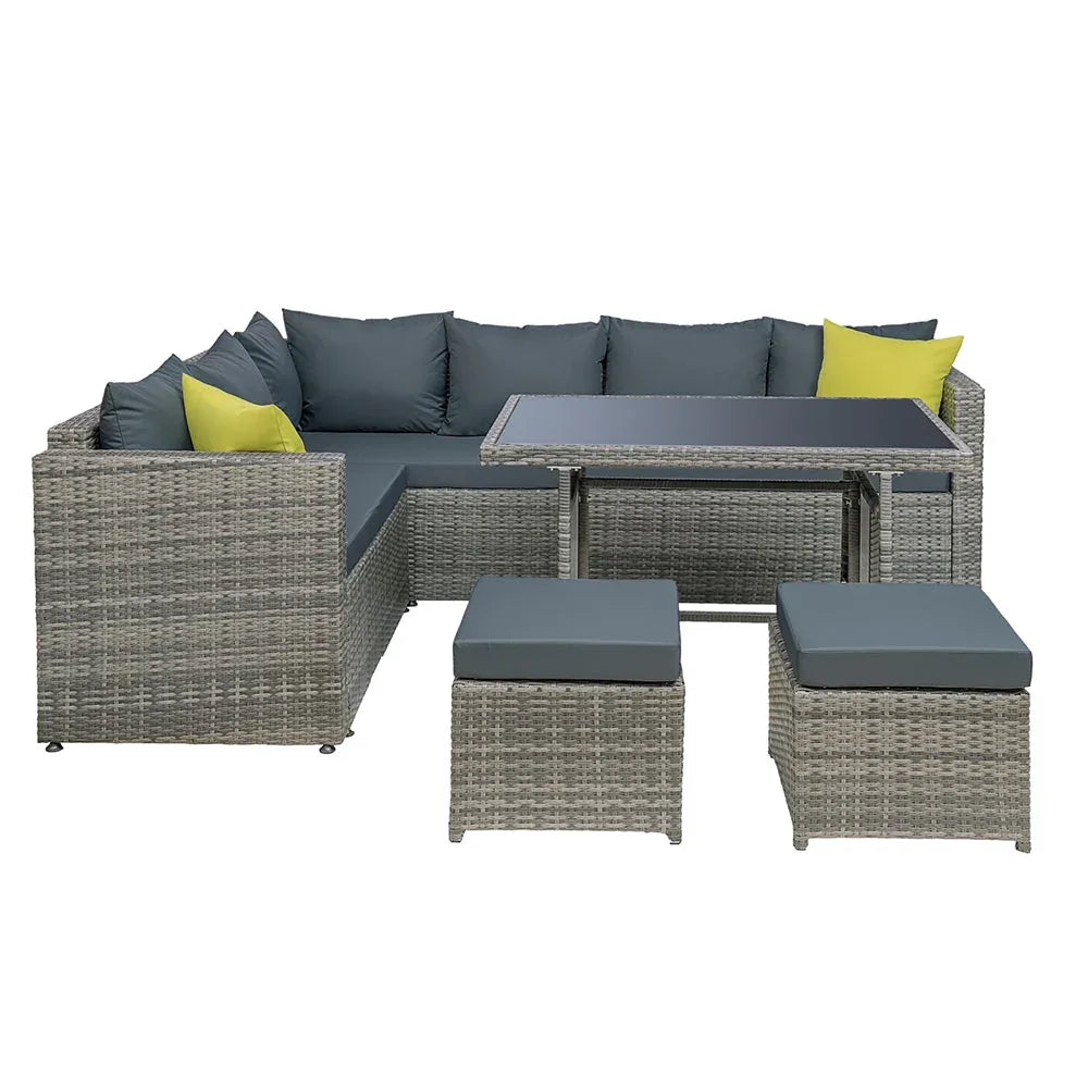 Top-down image of Gardeon multi-piece patio furniture set showing table and seats.