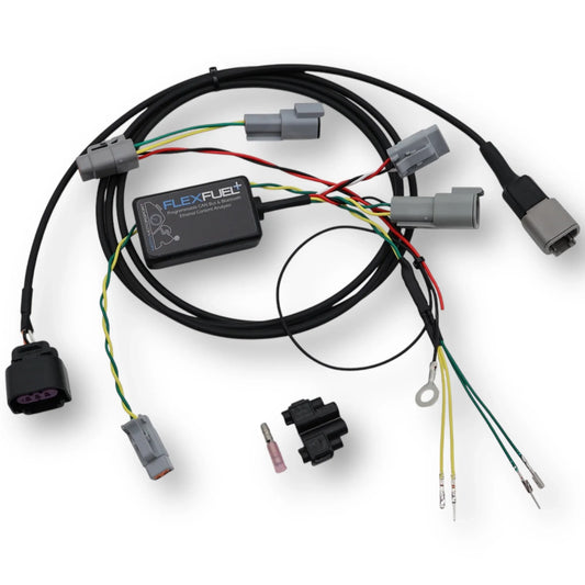 MOTIV FlexFuel+ CAN Bus & Bluetooth Ethanol Content Analyzer installed in a BMW engine bay
