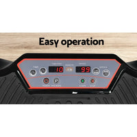 Vibration machine placed in a home gym setting with bright interior background.