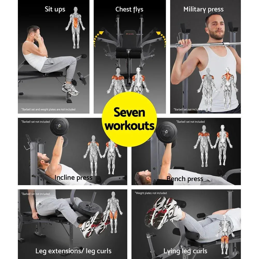 Everfit Weight Bench 8 in 1 Bench Press Adjustable Home Gym Station - Trustymall