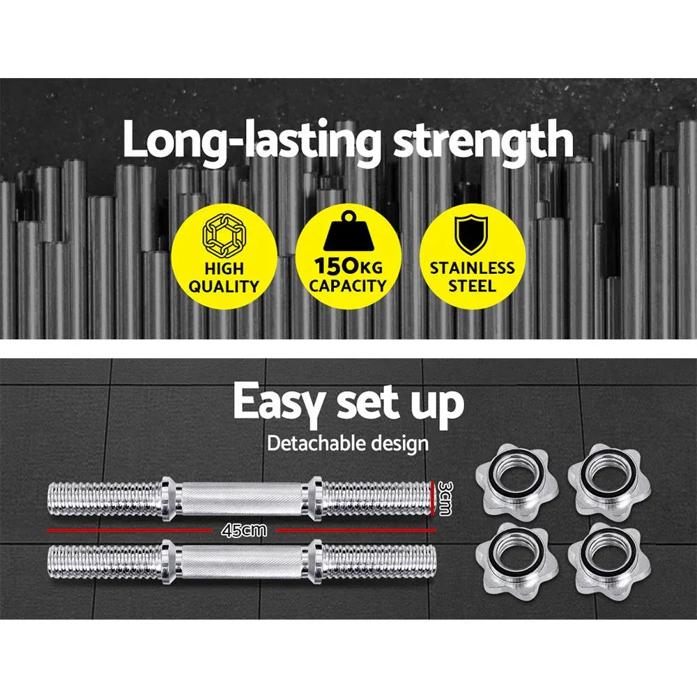 Everfit 45cm Dumbbell Bar Gym Home Exercise 150kg Capacity - Trustymall