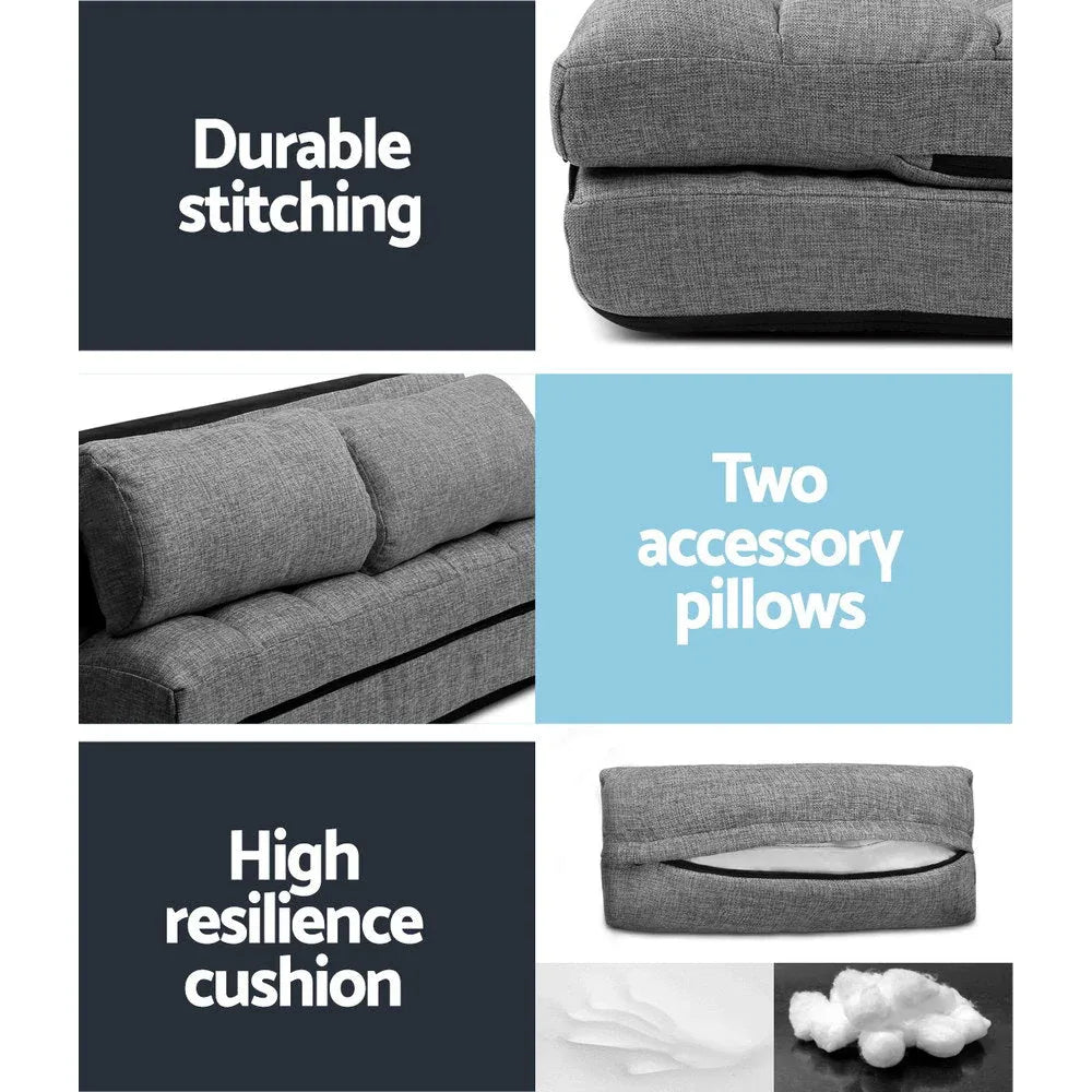 Artiss floor lounge sofa bed shown partially folded illustrating its segmented fold design.
