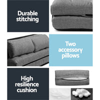Artiss floor lounge sofa bed shown partially folded illustrating its segmented fold design.