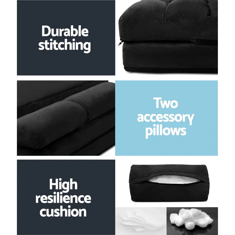 Lounge sofa bed displayed in an upright seated position on white background.