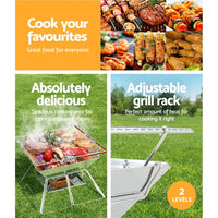 Grillz Camping Fire Pit BBQ 2-in-1 Grill Smoker Outdoor Portable