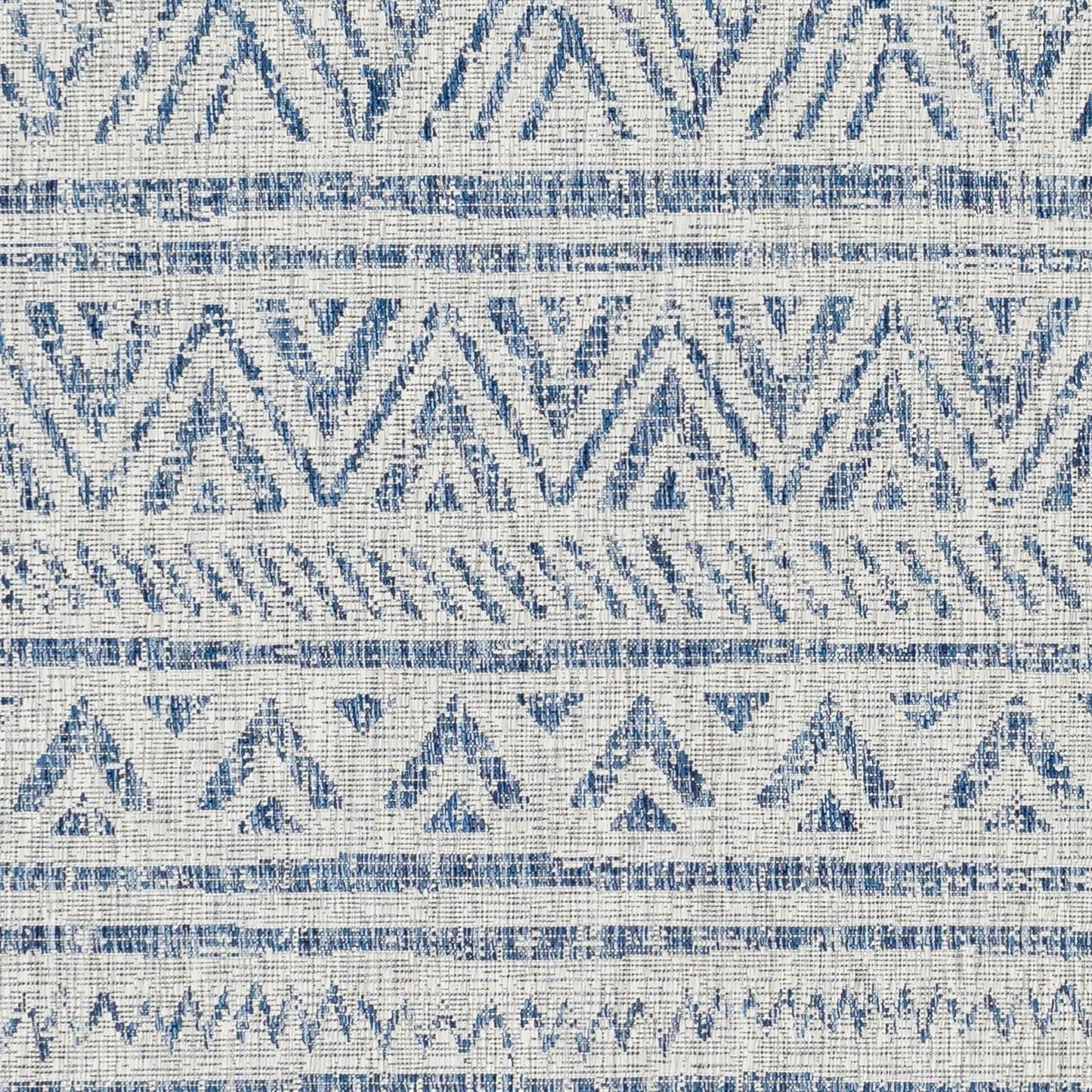 4 ft. x 6 ft. Blue Grey Chevron Coastal Boho Style Indoor Outdoor Area Rug