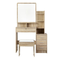 Thick-padded white dressing stool positioned under the dressing table.