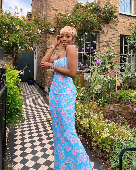 Elegant Sexy Floral Pleated Maxi Dress