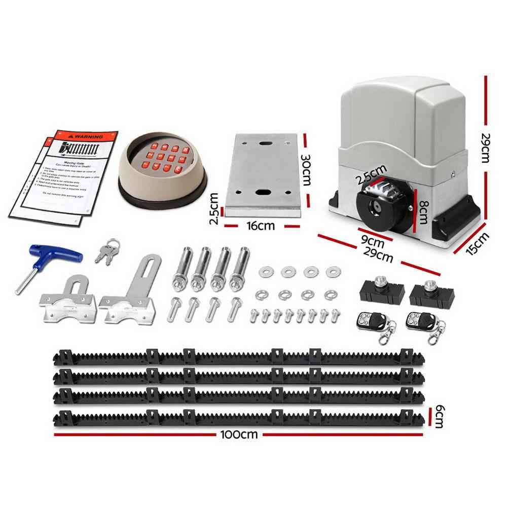LockMaster Electric Sliding Gate Opener 1200KG Keypad 4M