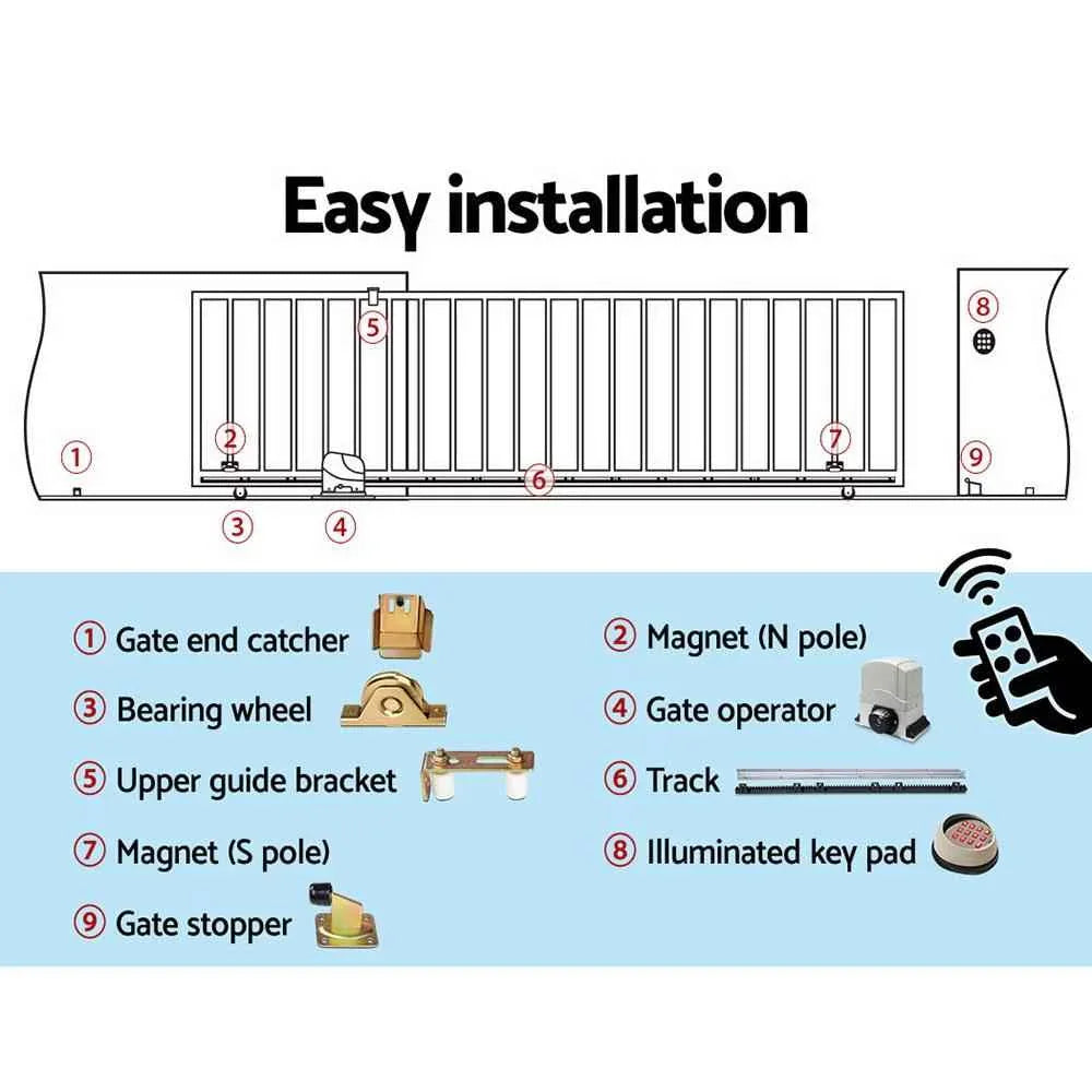 LockMaster Electric Sliding Gate Opener 1200KG Auto Keypad Hardware
