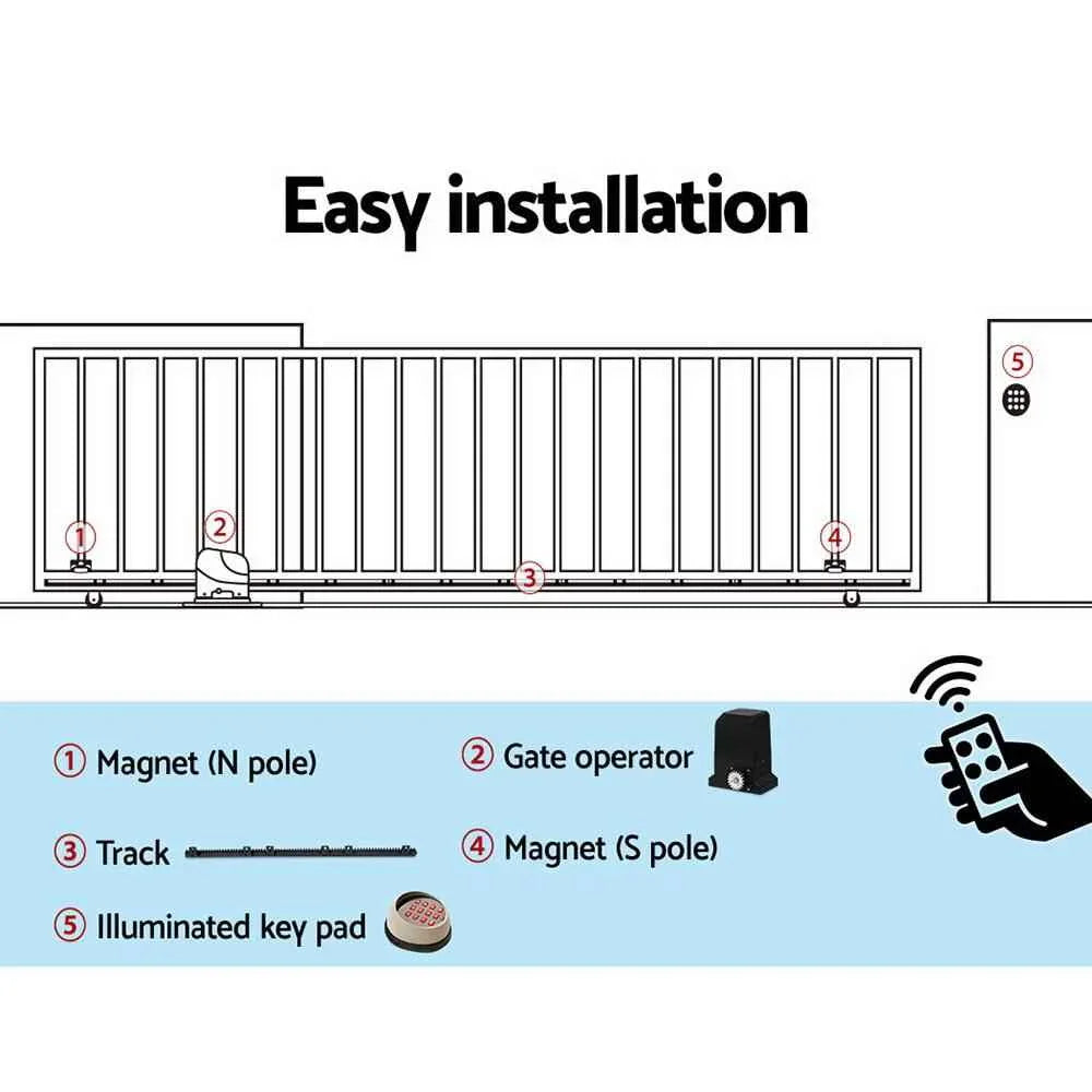 LockMaster Automatic Sliding Gate Opener Kit Keypad 4M 1000KG