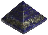 Small blue lapis lazuli pyramid with natural gold flecks, measuring approximately 25-30mm on each side.