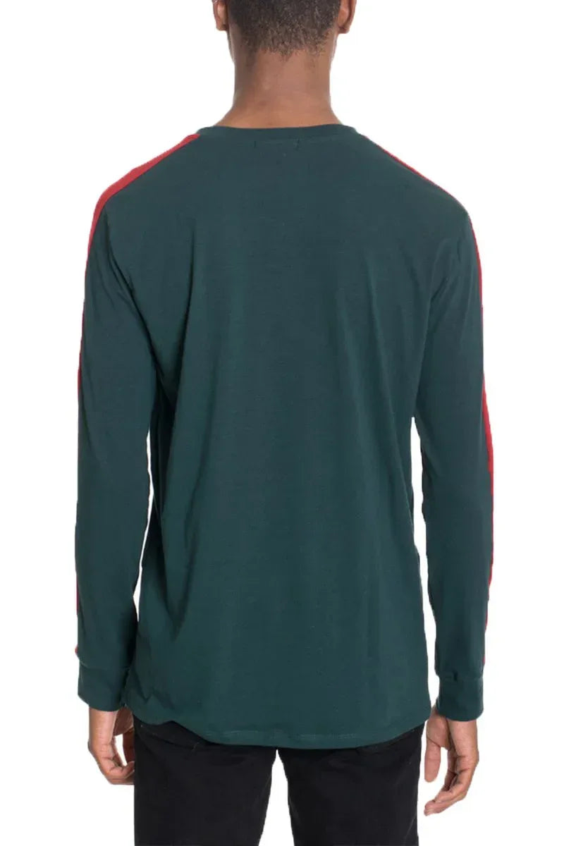 SIDE STRIPE LONG SLEEVE- GREEN - Trustymall
