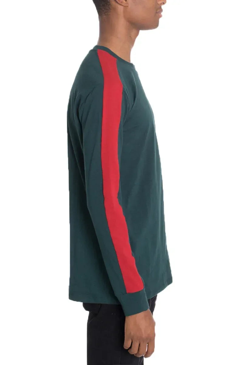 SIDE STRIPE LONG SLEEVE- GREEN - Trustymall