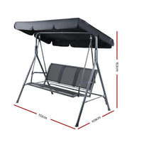 Close-up of padded seat and sturdy steel frame of the outdoor hanging swing chair
