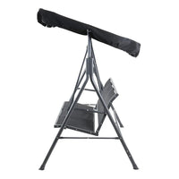 Side view of outdoor hanging hammock chair with weather-resistant fabric and canopy