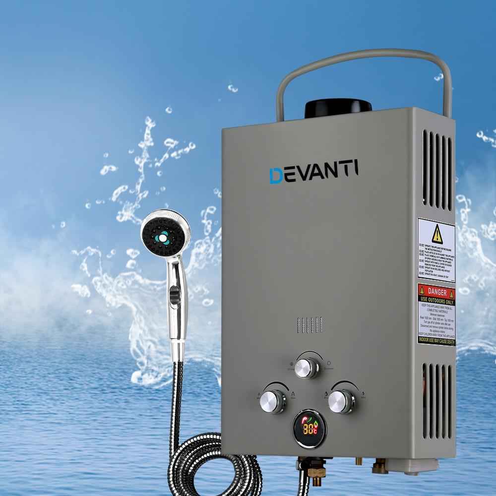 Devanti Portable Gas Water Heater LPG System Grey