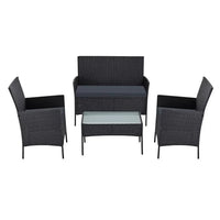Black waterproof cover protecting Gardeon garden furniture outdoor wicker sofa set.