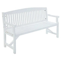 Three-seater Gardeon wooden garden bench with natural finish on a wooden patio deck
