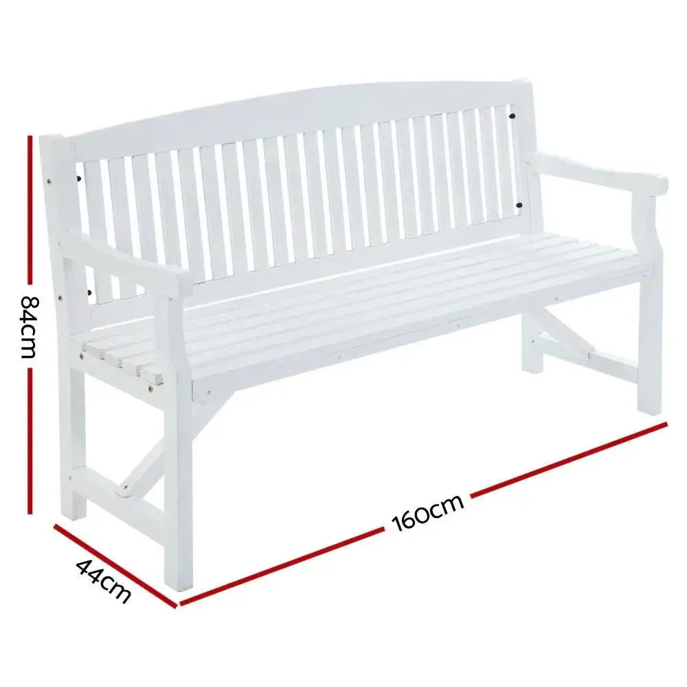 Side view of natural fir wood outdoor garden bench showing smooth finish and sturdy design